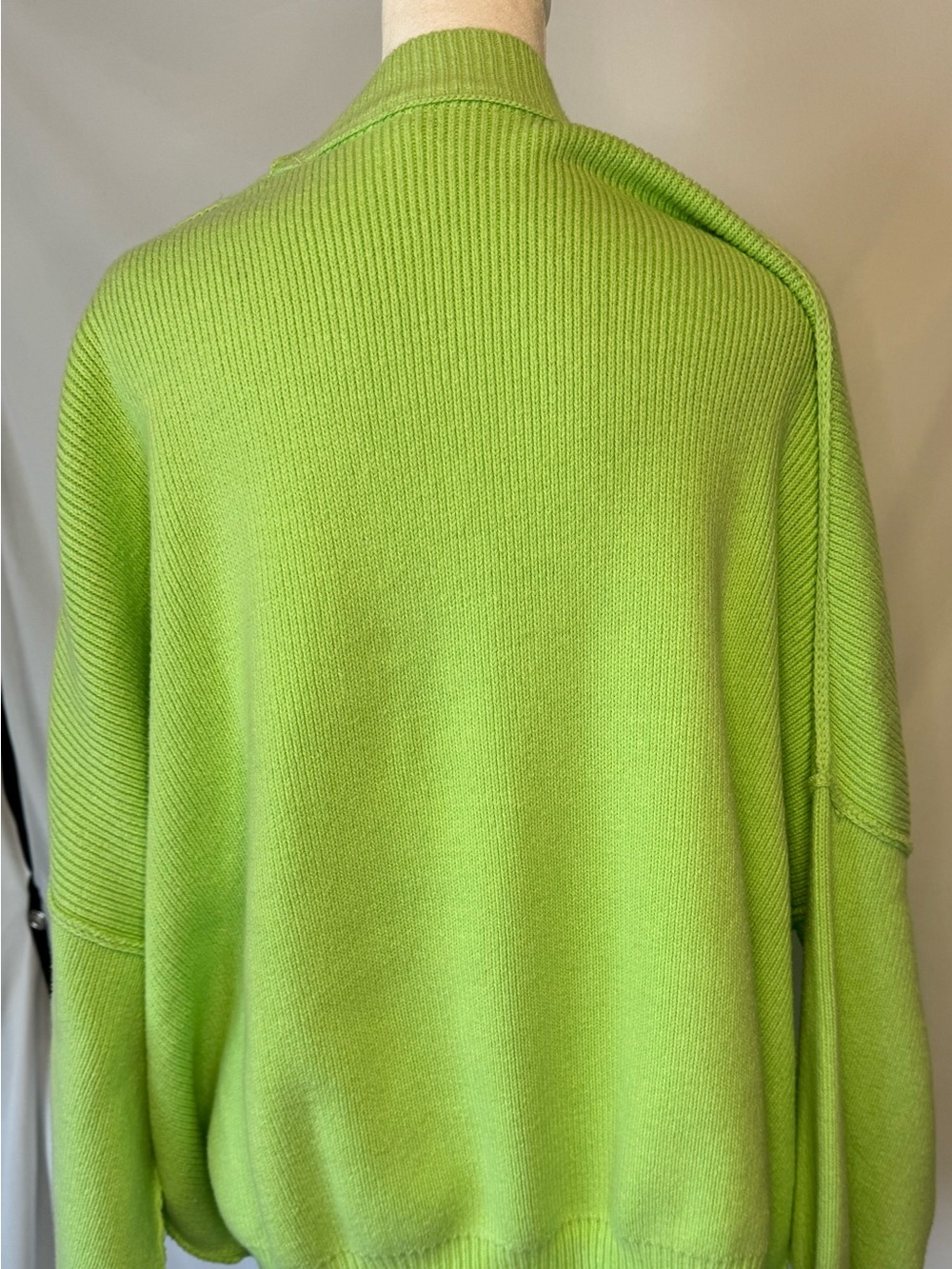 Free People Lime Green Mock Neck Sweater, Drop Sleeve, Roomy - Picture 4 of 13